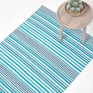 Homescapes Modern Scandinavian Style Striped Cotton Rug