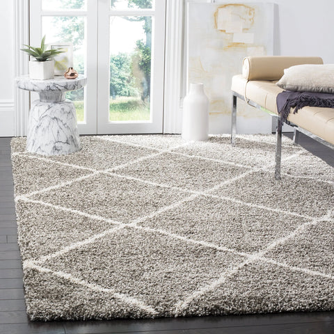 SAFAVIEH Hudson Shag Collection Ivory Modern Trellis Rug