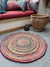 Second Nature Online Mishran Eco Friendly Small Round Braided Rug
