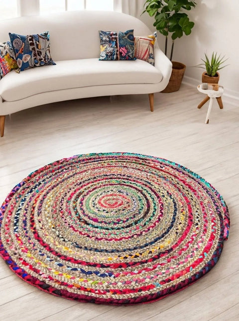 Second Nature Online Mishran Eco Friendly Small Round Braided Rug