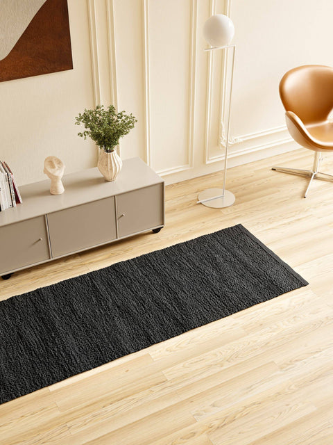 Rug Solid Leather Rug Dark Grey