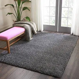 HMWD Modern Grey Fluffy Thick Deep Pile Non-Slip Area Shaggy Rug Non-Shed Plain Super Soft Floor Carpet For Living Room Bedrooms Small Medium