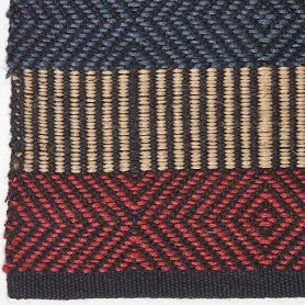 Homescapes Red and Blue Geometric Patterned Jute Rug - Red and Blue / 200cm