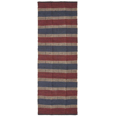 Homescapes Red and Blue Geometric Patterned Jute Rug - Red and Blue / 200cm