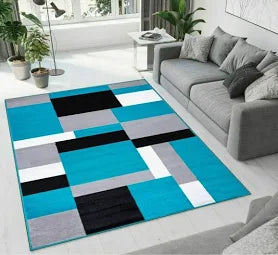 Tarra Tufted Teal/Black/White Area Rug Ebern Designs Rug