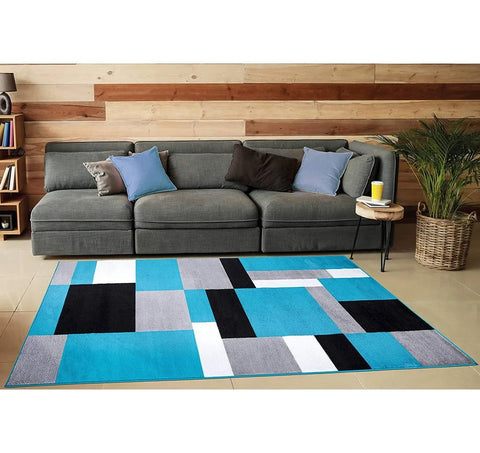 Tarra Tufted Teal/Black/White Area Rug Ebern Designs Rug