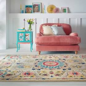 Dunelm Hani Floral Wool Rug
