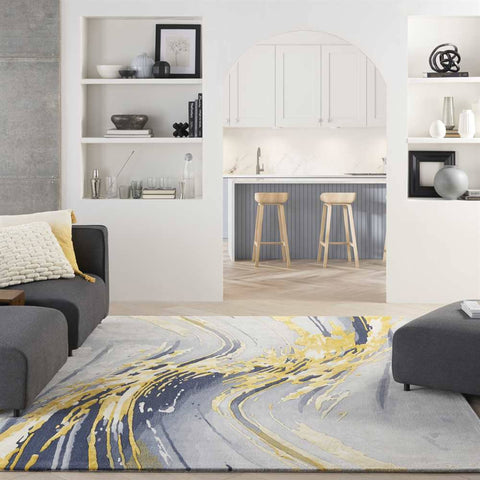 Nourison Prismatic PRS24 Grey & Gold Rug