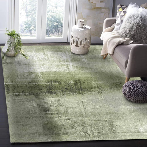 PAJEON Abstract Geometric Sage Green Bedroom Rug
