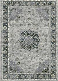 Da Vinci 057 0559 9686 Stain Resistant Bordered Floral Traditional Blue Grey Rug for Bedroom & Dining Room-160X230
