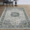 Da Vinci 057 0559 9686 Stain Resistant Bordered Floral Traditional Blue Grey Rug for Bedroom & Dining Room-160X230