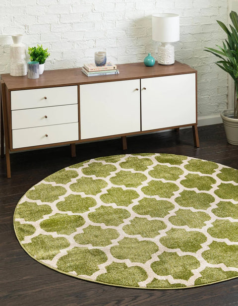 Unique Loom Round Trellis Geometric Area Rug