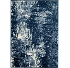 Modern Navy Blue Abstract Living Room Area Rug