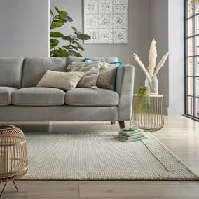 Dunelm Pebble Wool Border Rug