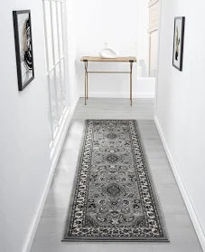 Lord of Rugs Sherborne Quality Traditional Classic Oriental Living Room Bedroom Hall Rug Grey Runner 66x230 cm (2'1"x7'7")