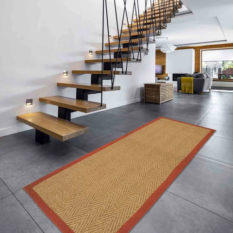 William Armes Coir Herringbone Rug with border