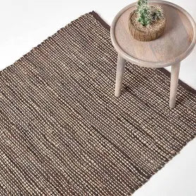 Homescapes Madras Leather Hemp Rug