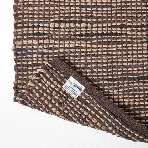 Homescapes Madras Leather Hemp Rug