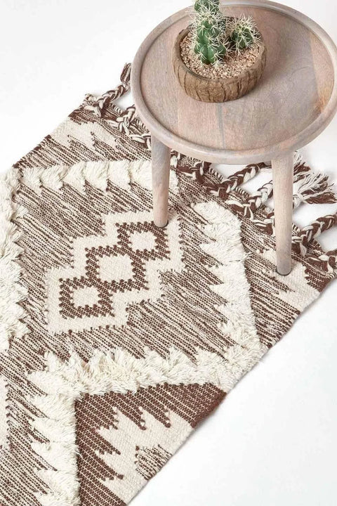 Homescapes Lhasa Handwoven Textured Kilim Wool Rug