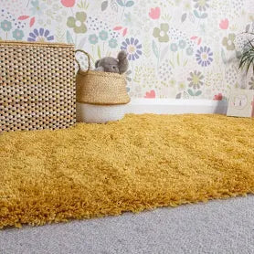 Cosy Ochre Yellow Shaggy Rug