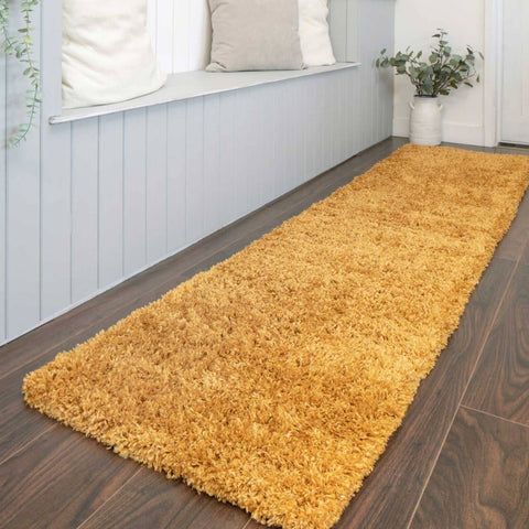 Cosy Ochre Yellow Shaggy Rug