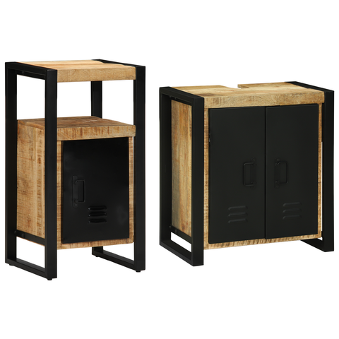 vidaXL Bathroom Furniture Set with Shelf with Storage with Door 2 pcs Brown 55 x 35 x 60 cm