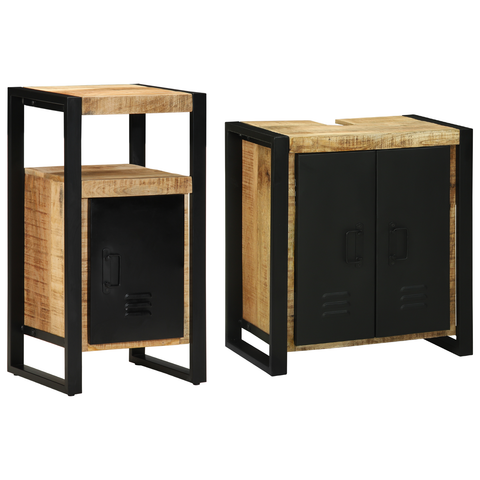 vidaXL Bathroom Furniture Set with Shelf with Storage with Door 2 pcs Brown 55 x 35 x 60 cm