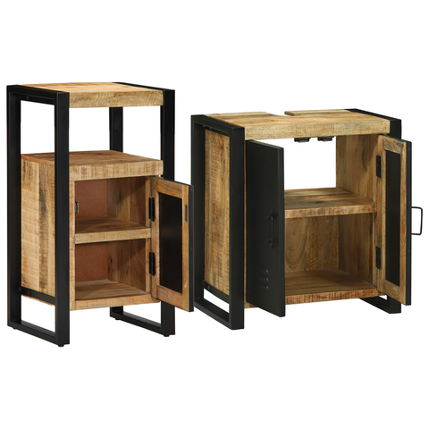 vidaXL Bathroom Furniture Set with Shelf with Storage with Door 2 pcs Brown 55 x 35 x 60 cm