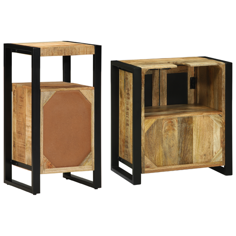 vidaXL Bathroom Furniture Set with Shelf with Storage with Door 2 pcs Brown 55 x 35 x 60 cm