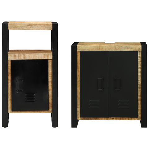 vidaXL Bathroom Furniture Set with Shelf with Storage with Door 2 pcs Brown 55 x 35 x 60 cm