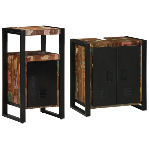 vidaXL Bathroom Furniture Set 2 pcs Brown Solid reclaimed wood