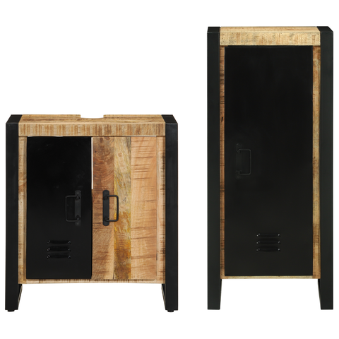vidaXL Bathroom Furniture Set with Shelf 2 pcs Brown Solid Mango Wood