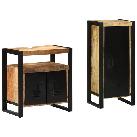 vidaXL Bathroom Furniture Set with Shelf 2 pcs Brown Solid Mango Wood