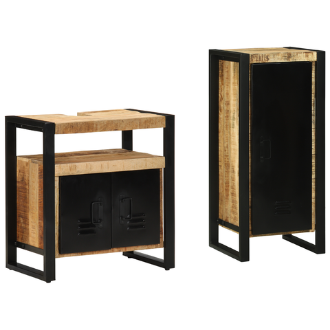 vidaXL Bathroom Furniture Set with Shelf 2 pcs Brown Solid Mango Wood