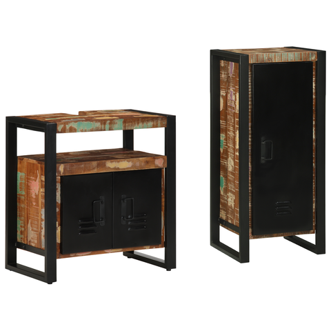 vidaXL Bathroom Furniture Set 2 pcs Multicolour Solid Reclaimed Wood