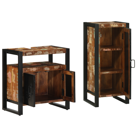 vidaXL Bathroom Furniture Set 2 pcs Multicolour Solid Reclaimed Wood