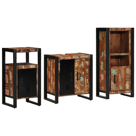 vidaXL Bathroom Furniture Set 3 pcs Multicolour Solid Reclaimed Wood