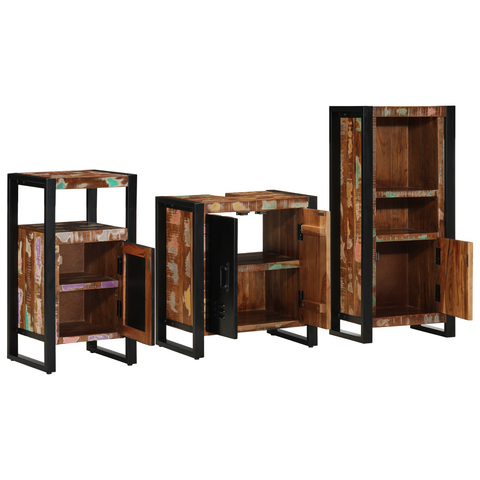 vidaXL Bathroom Furniture Set 3 pcs Multicolour Solid Reclaimed Wood