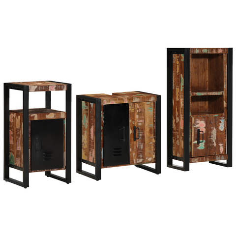 vidaXL Bathroom Furniture Set 3 pcs Multicolour Solid Reclaimed Wood