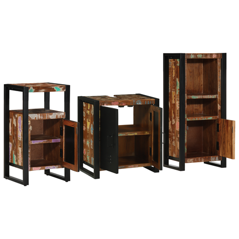 vidaXL Bathroom Furniture Set 3 pcs Multicolour Solid Reclaimed Wood