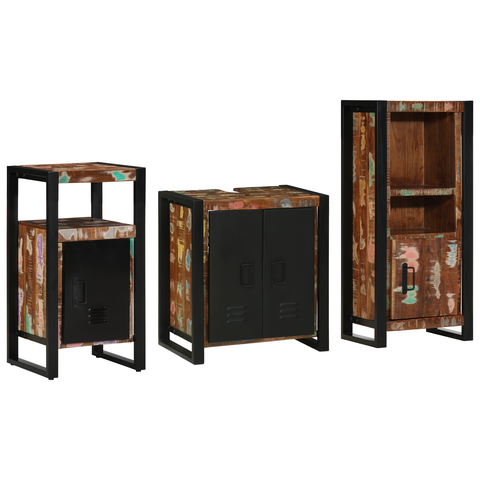 vidaXL Bathroom Furniture Set 3 pcs Multicolour Solid Reclaimed Wood