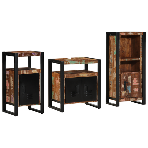 vidaXL Bathroom Furniture Set 3 pcs Multicolour Solid Reclaimed Wood