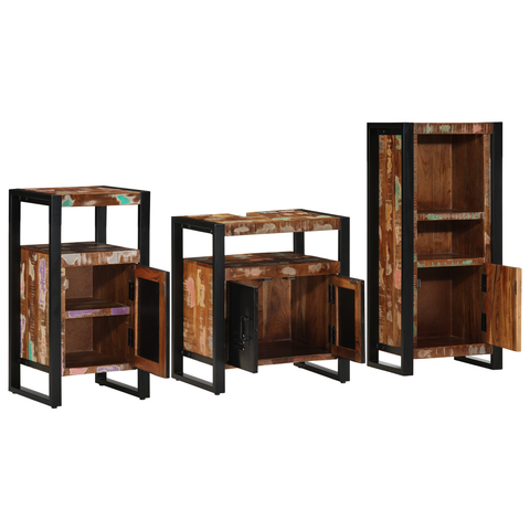 vidaXL Bathroom Furniture Set 3 pcs Multicolour Solid Reclaimed Wood