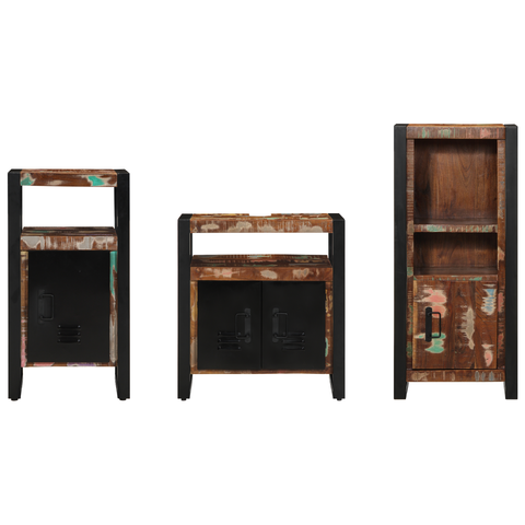 vidaXL Bathroom Furniture Set 3 pcs Multicolour Solid Reclaimed Wood