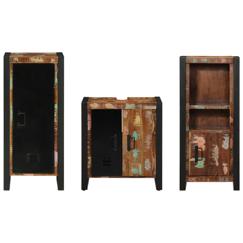 vidaXL Bathroom Furniture Set 3 pcs Multicolour Solid Reclaimed Wood