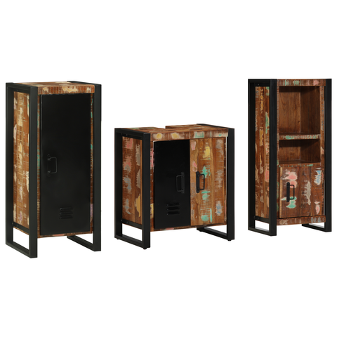 vidaXL Bathroom Furniture Set 3 pcs Multicolour Solid Reclaimed Wood