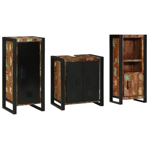 vidaXL Bathroom Furniture Set 3 pcs Multicolour Solid Reclaimed Wood