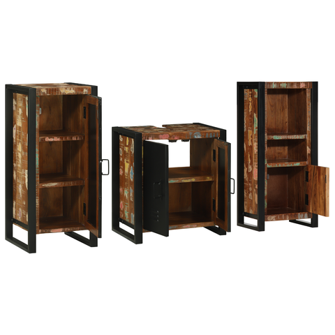 vidaXL Bathroom Furniture Set 3 pcs Multicolour Solid Reclaimed Wood