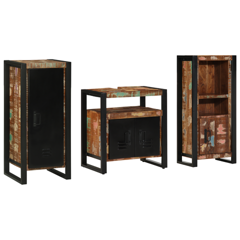 vidaXL Bathroom Furniture Set 3 pcs Multicolour Solid Reclaimed Wood