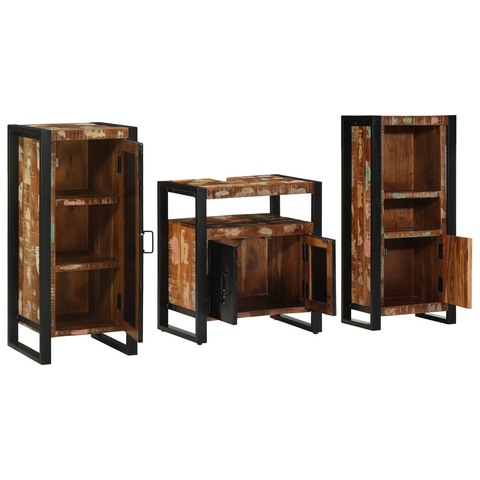 vidaXL Bathroom Furniture Set 3 pcs Multicolour Solid Reclaimed Wood